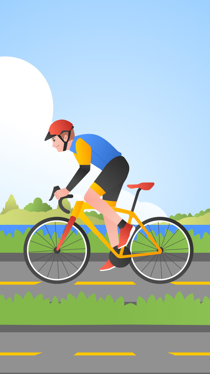 Motion Graphic of Gradient bike race illustration