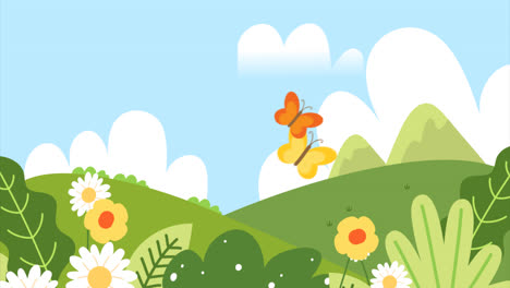 motion graphic of hand drawn lovely spring landscape