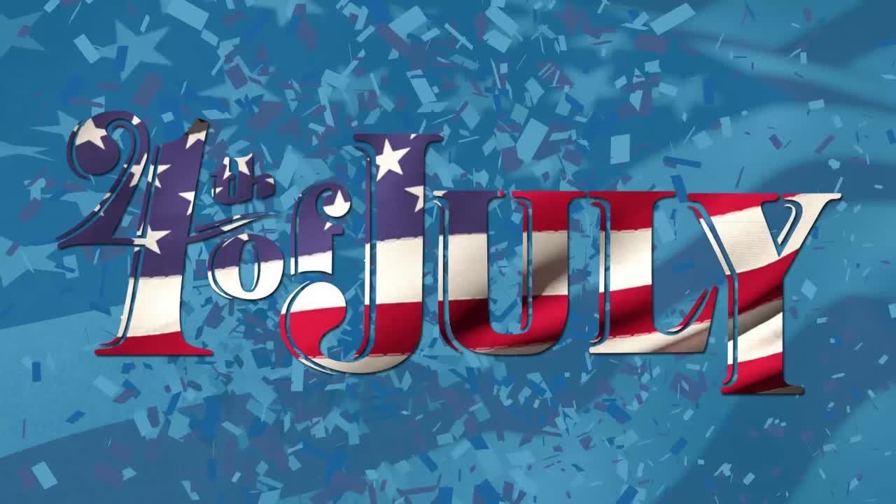 7월 4일 텍스트와 미국 국기