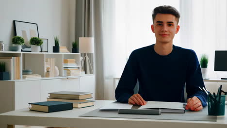 teenage student studying at home