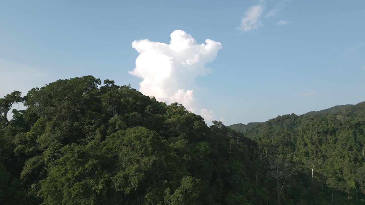 Aerial Scenic Nature Drone Footage of the Mountains and Beaches on the Tropical Island of Koh Chang in Thailand during Sunset