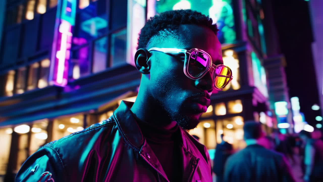 Stylish Man in Neon City