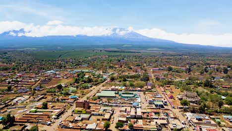 rural village town of kenya with kilimanjaro in the background