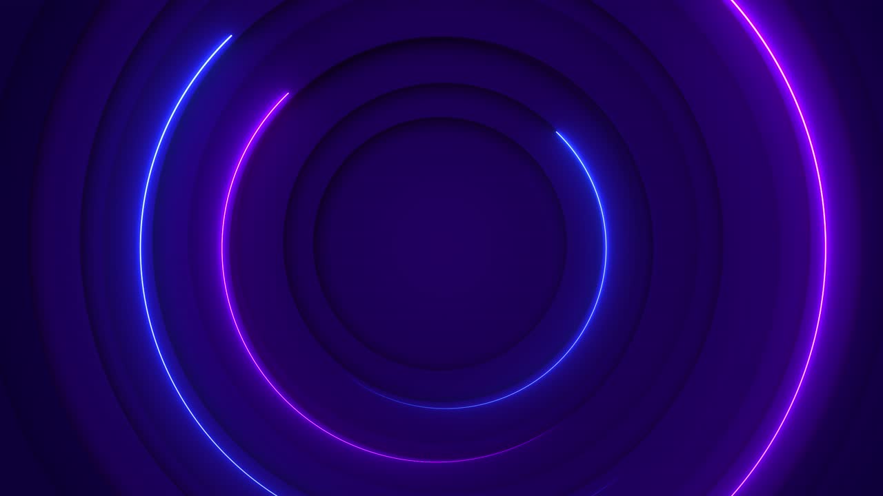 Pieza de lujo de arte digital futurista de alta tecnología en movimiento, con formas geométricas circulares y dorado lujoso