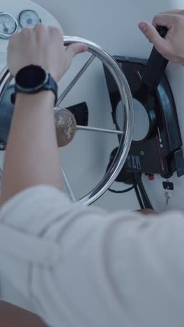 boat steering wheel and controls
