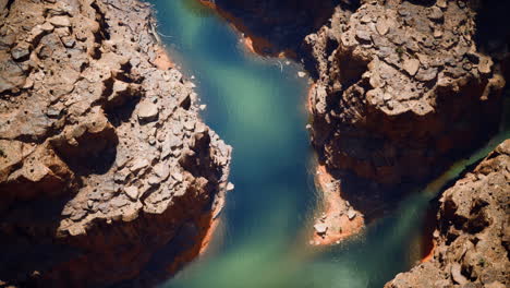 aerial view of a canyon with a river