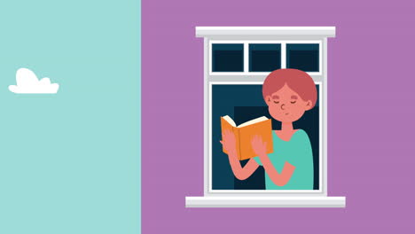 persona leyendo un libro en la ventana