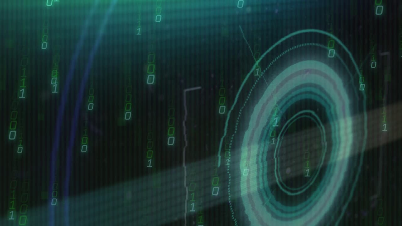 Animation of data processing on black background