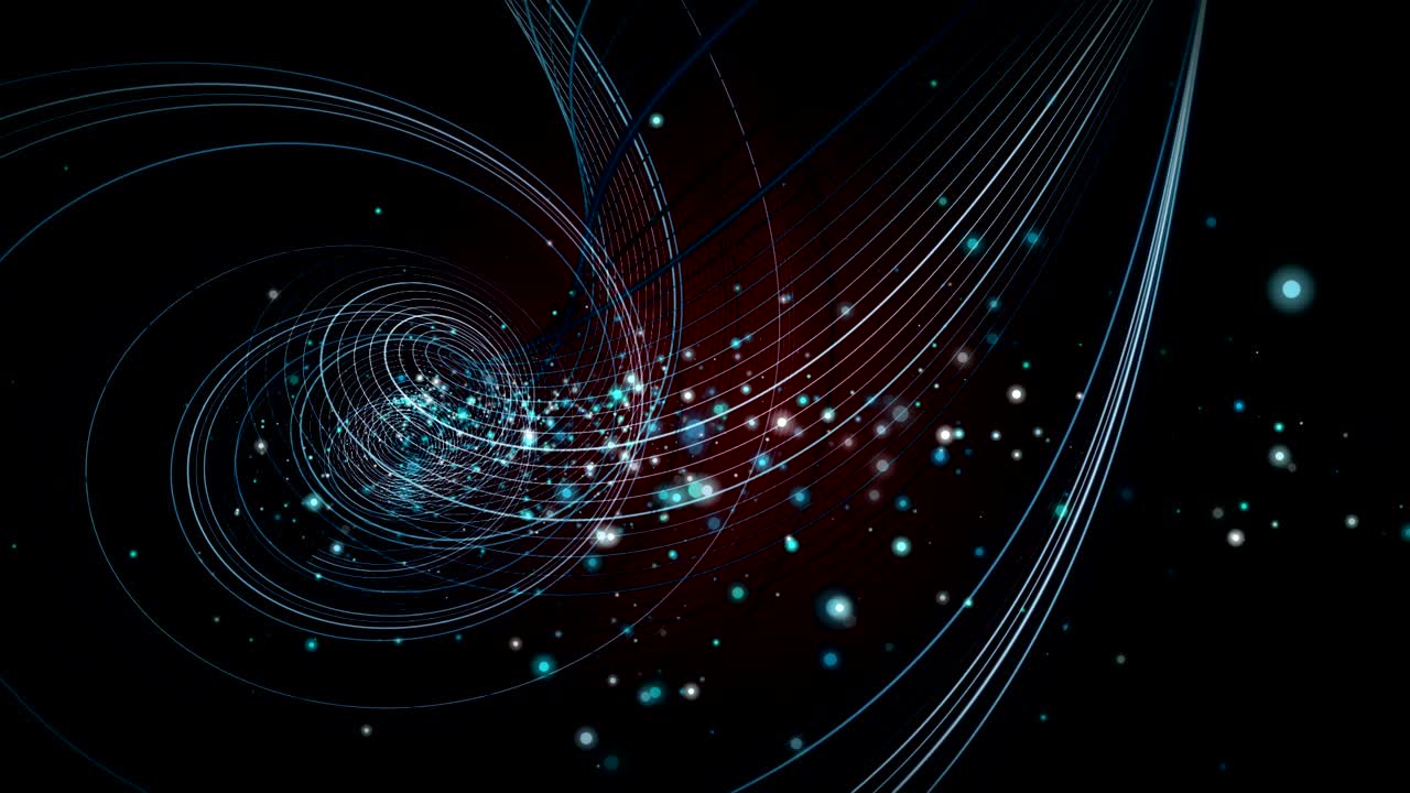 Futuristic animation with stripe object and glittering particles in slow motion, 4096x2304 loop 4K