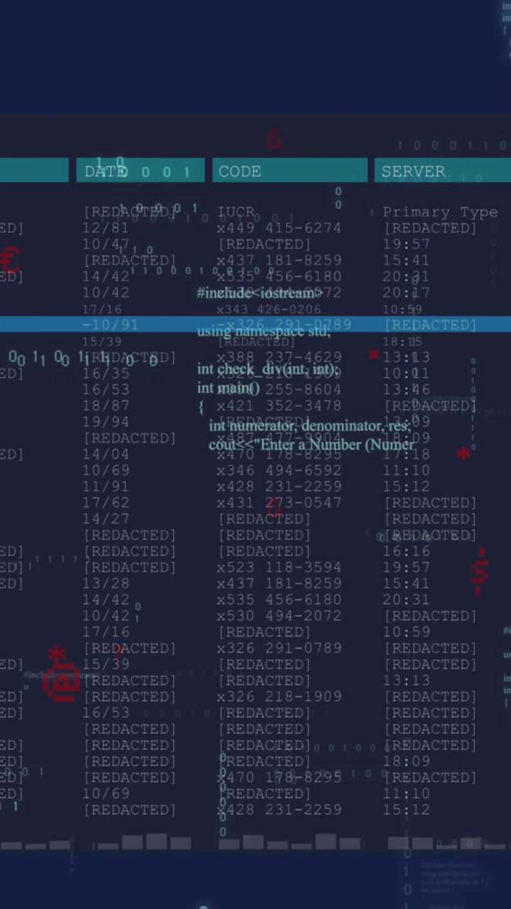 Animation of interface with data processing against blue background