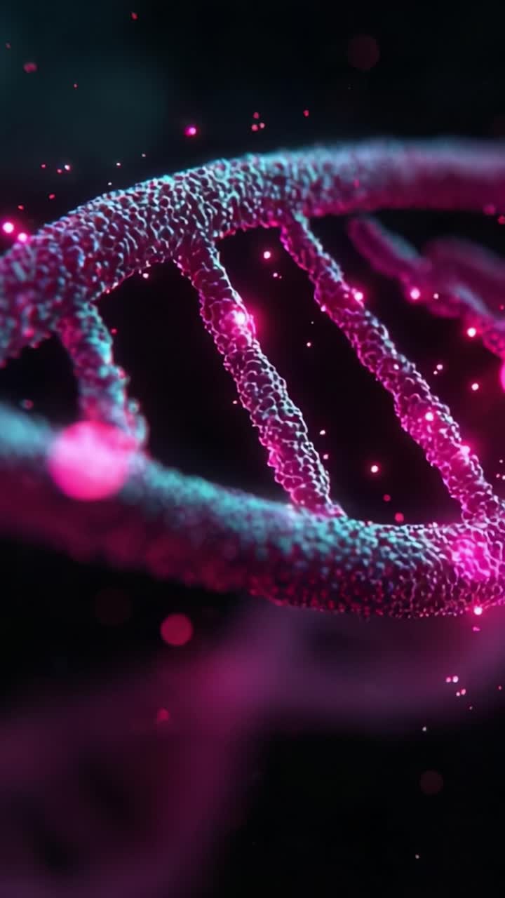 Splendida vista ravvicinata di un'elica del DNA con colori vivaci, che mostra le complessità delle strutture genetiche in una moderna visualizzazione scientifica