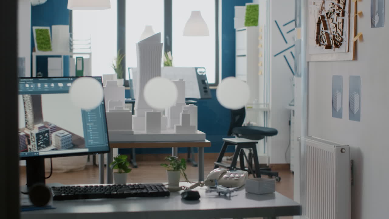 Architectural model in office interior