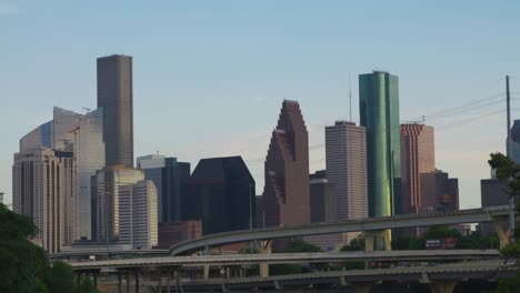 establishing shot of downtown houston, texas