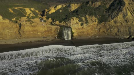 drone shot of alamere falls in point reyes california