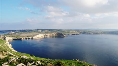 Timelapse-video-from-Malta,-Mellieha-area,-showing-the-beautiful-landscape-on-a-calm-autumn-afternoon