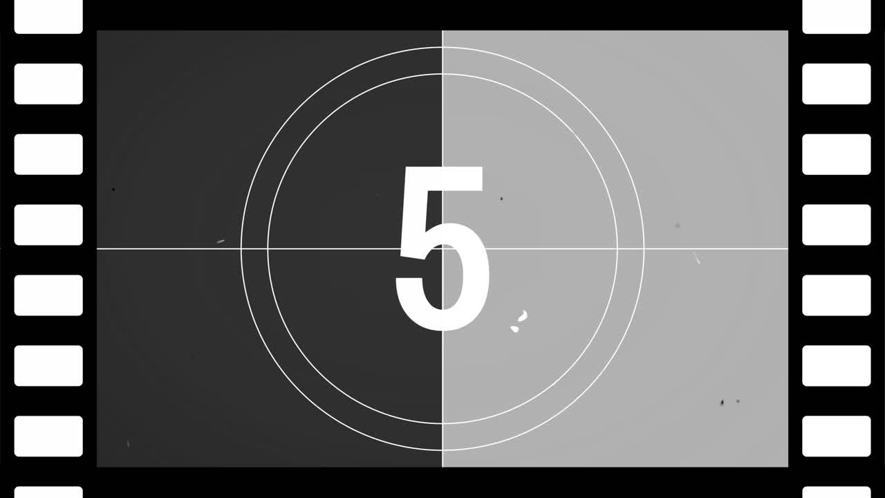 Retro Film Countdown with Dust and Scratches