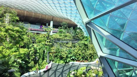 stunning indoor garden with glass dome architecture at jewel changi airport