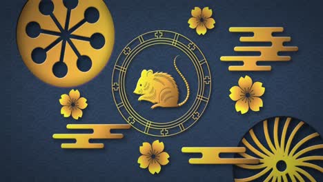 chinese new year animation of a rat in a spinning wheel 4k