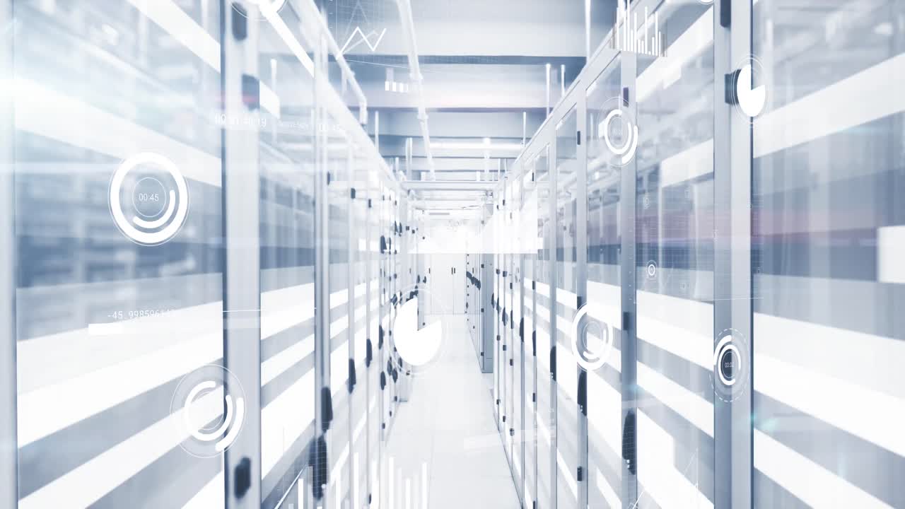 컴퓨터 서버를 통해 데이터 처리의 애니메이션