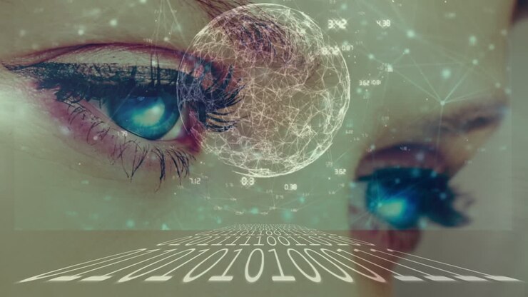 Animation of data processing over eyes
