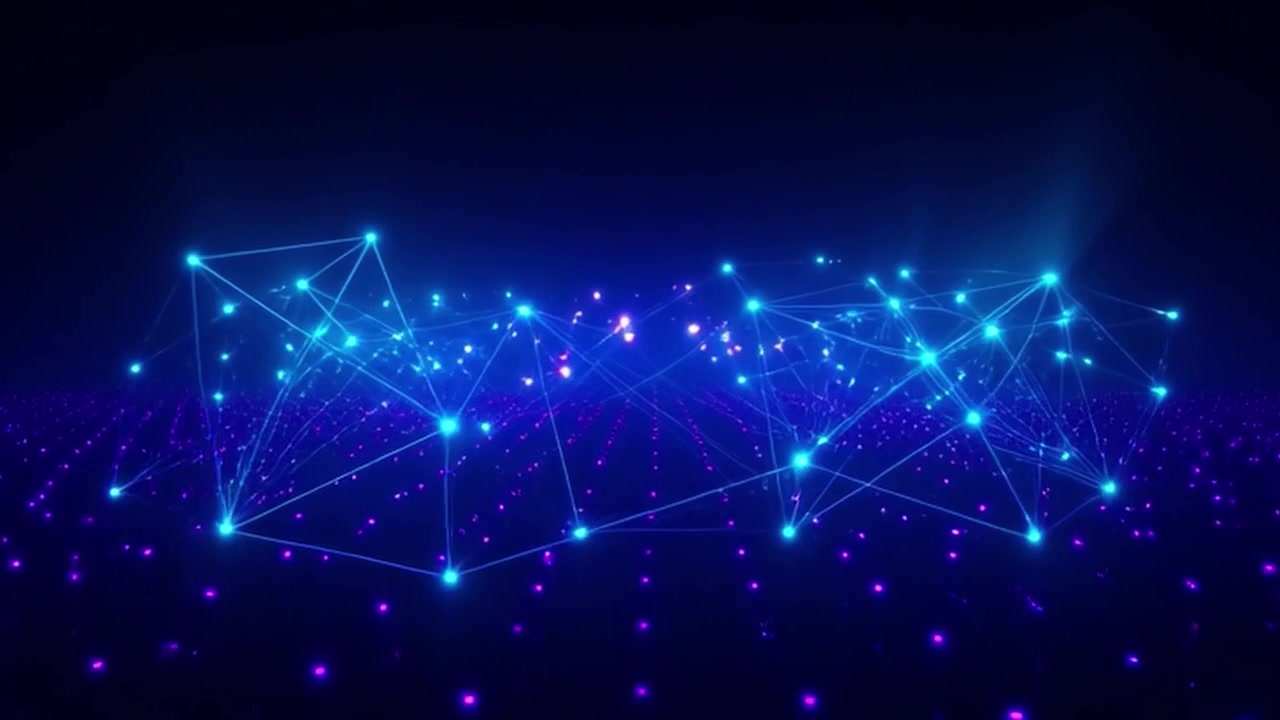 Abstract Digital Network Connecting Glowing Nodes in Cyberspace