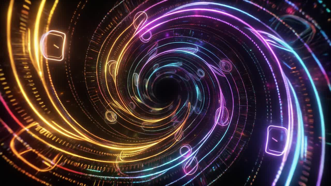 Abstract Glowing Neon Spiral Tunnel Animation