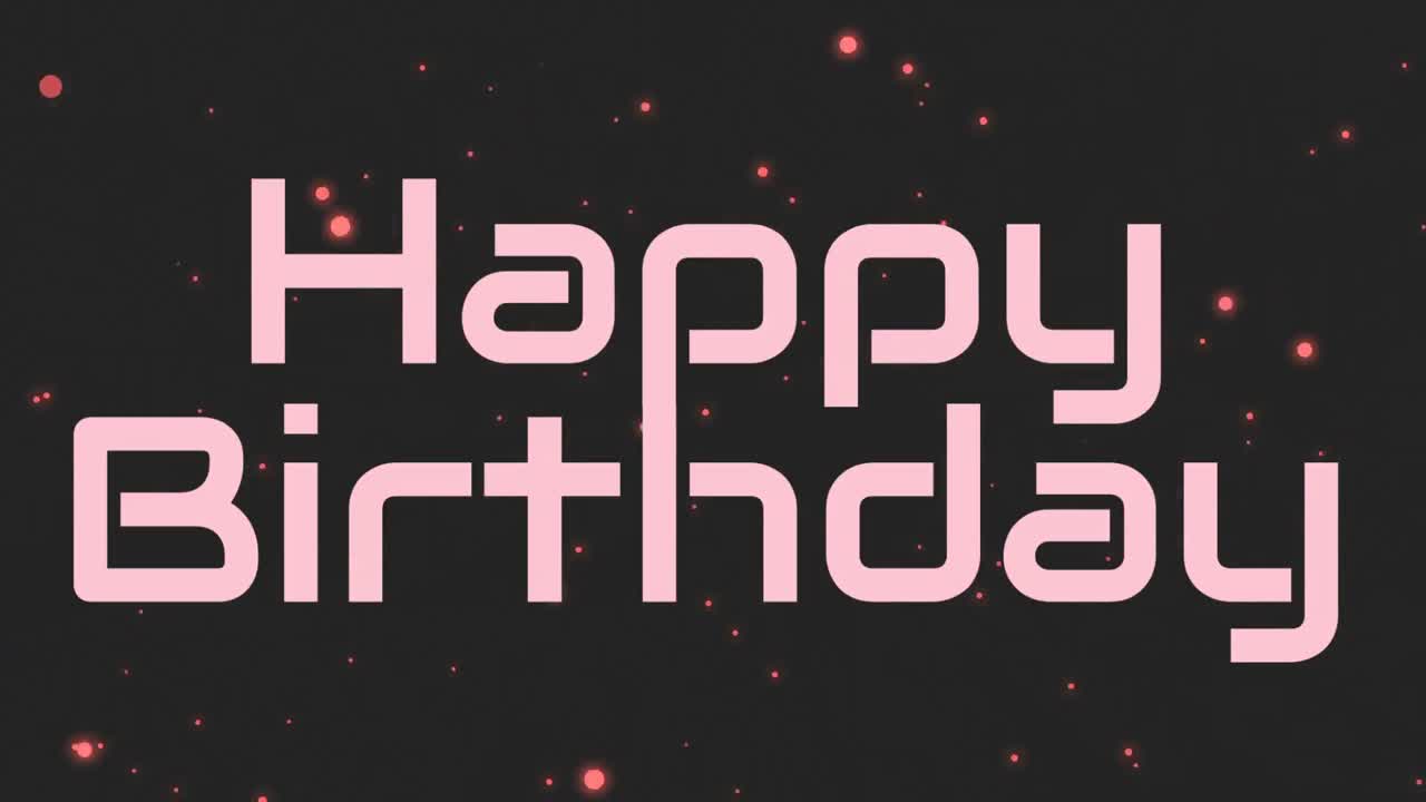 feliz cumpleaños animación con negro y estrellas de fondo