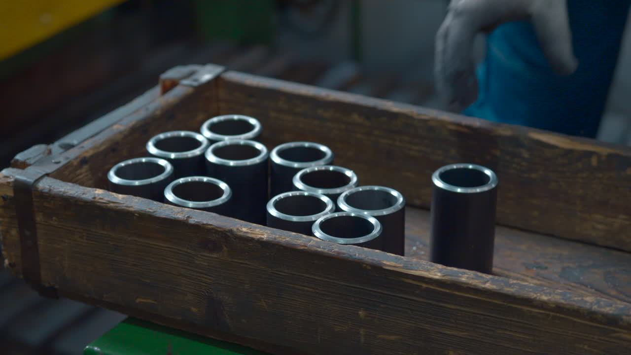 Metal Pipes in Wooden Crate