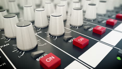 closeup of an audio mixer