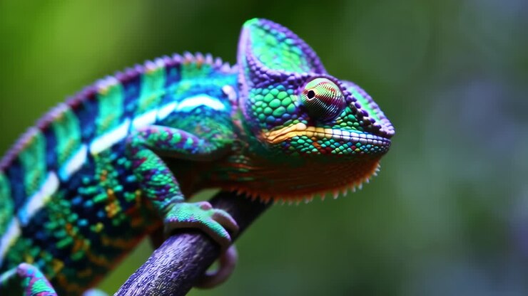 kleurrijke kameleon op een tak