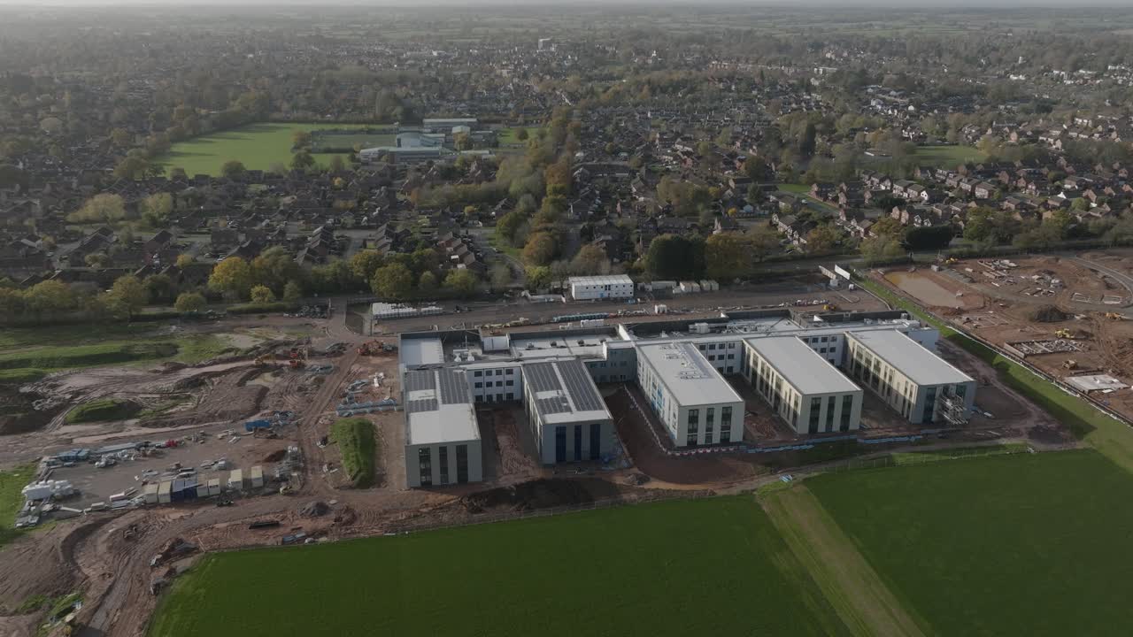 nueva antigua escuela secundaria paisaje aéreo sitio de construcción kenilworth warwickshire reino unido