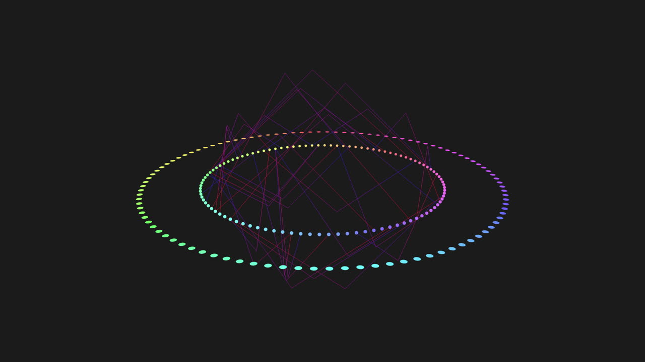 네온 링은 어두운 공간의 작은 점으로 구성됩니다.