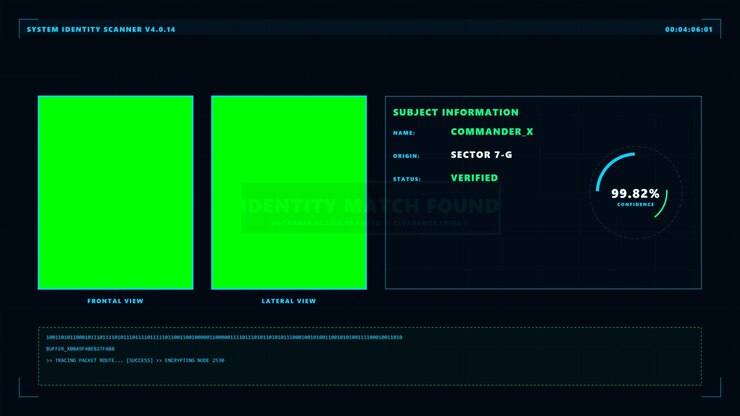 Futuristische digitale identiteitsscanner-interface met voortgangsbalk