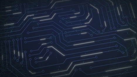 animación de las conexiones del microprocesador y la red de conexiones contra un fondo azul