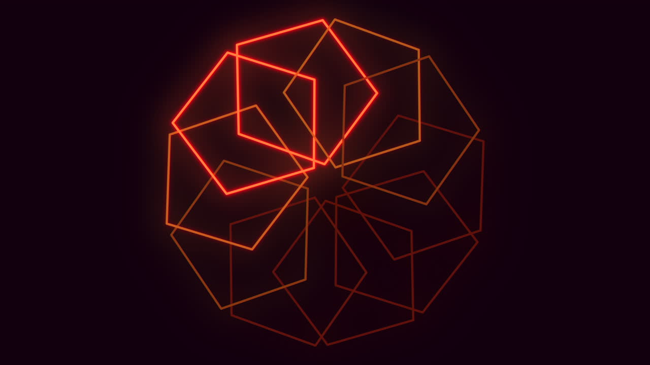 Geometric hexagons pattern with red neon color