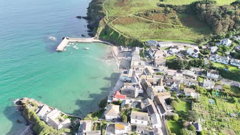 Establishing-aerial-shot-Gorran-Haven-Cornwall-UK