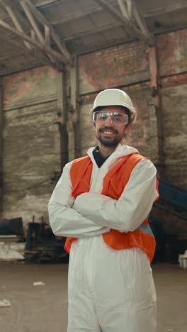 smiling worker in a factory
