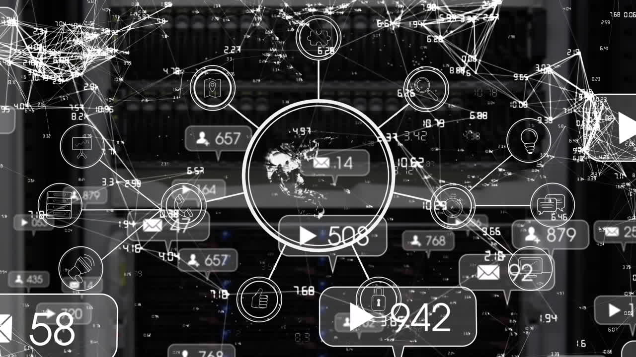 미디어 아이콘의 애니메이션 및 서버를 통해 데이터 처리