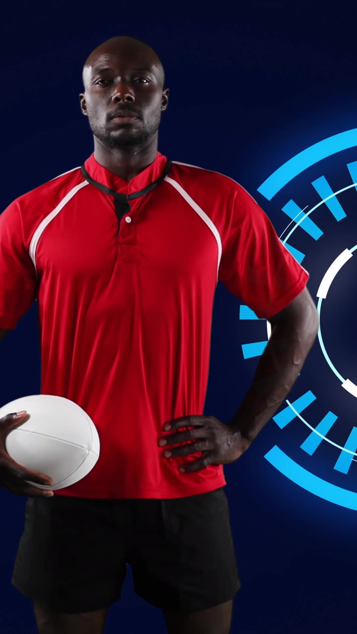 Animação de varredura e processamento de dados com jogador de rugby
