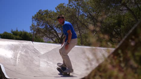 skater rides the mini ramp in greece