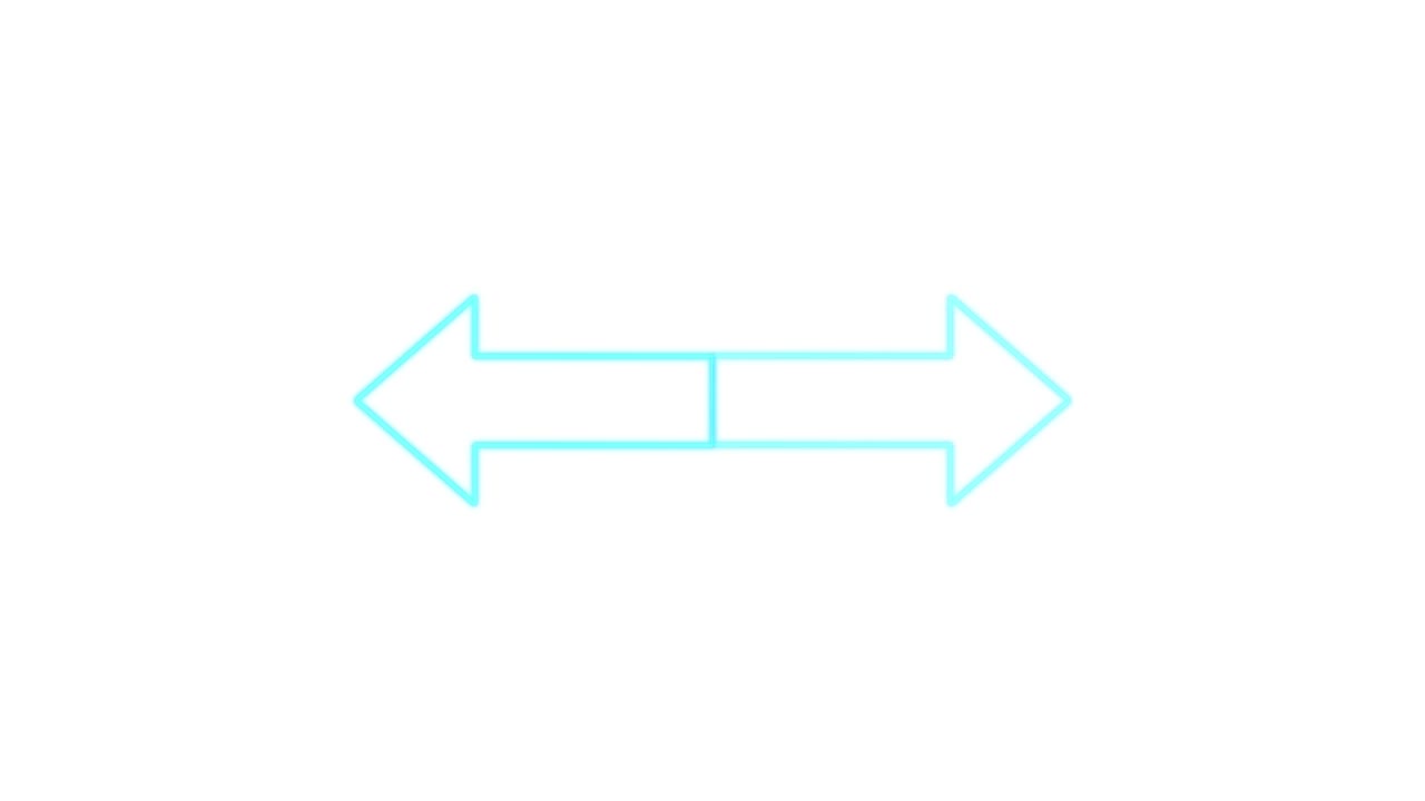 Light blue double-headed arrow smoothly shifts left and right across a clean white background