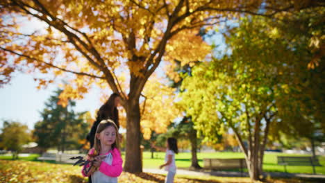 family autumn fun in the park