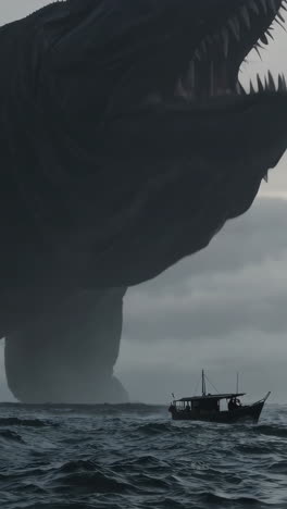 colossal sea monster emerges near small boat