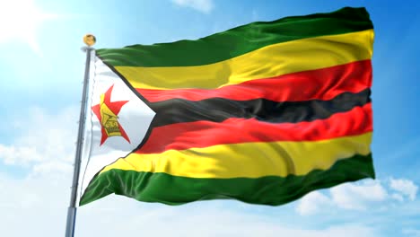 bandera de zimbabwe bucle sin costuras vídeo de renderización 3d. hermoso bucle de tela textil agitando