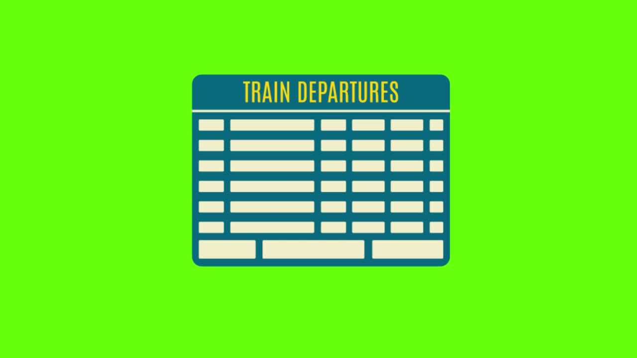 2d animation of train depart on a green screen