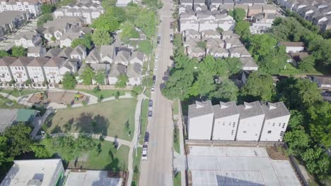 Flyover-of-residential-street-in-Houston