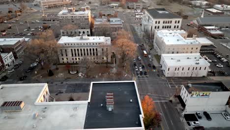 downtown jackson, tennessee with drone video moving close up