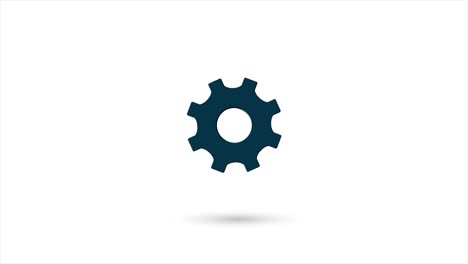 3d animated flat gear wheel icon with shadow isolated on white background. rotating gear wheel icon. 4k video motion graphic animation.