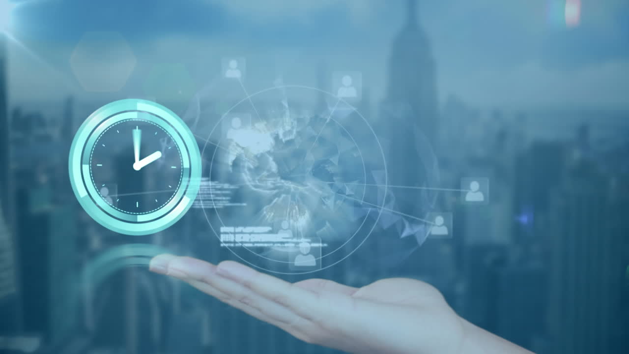 연결 네트워크와 글로브의 클럭 오버 애니메이션