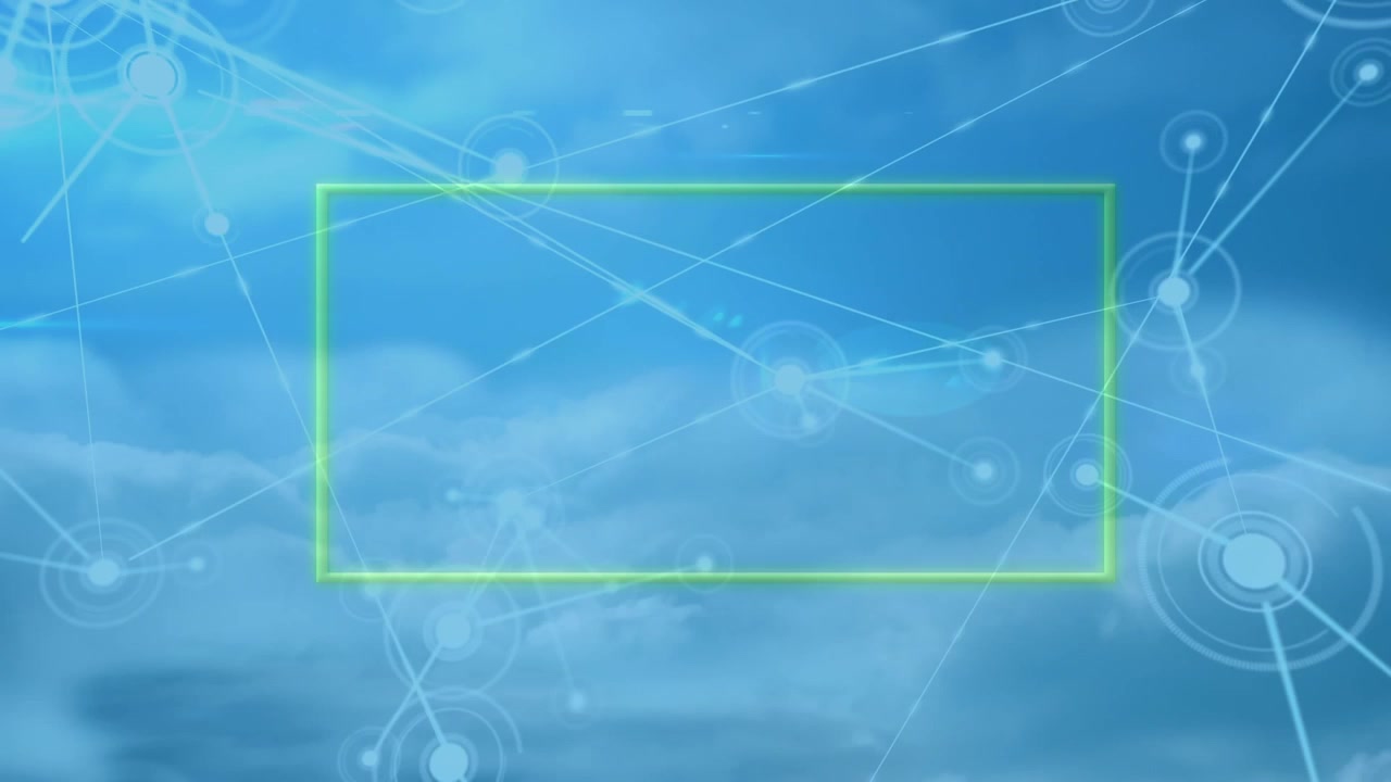 Digital Network Connections Overlaid on Blue Sky and Clouds